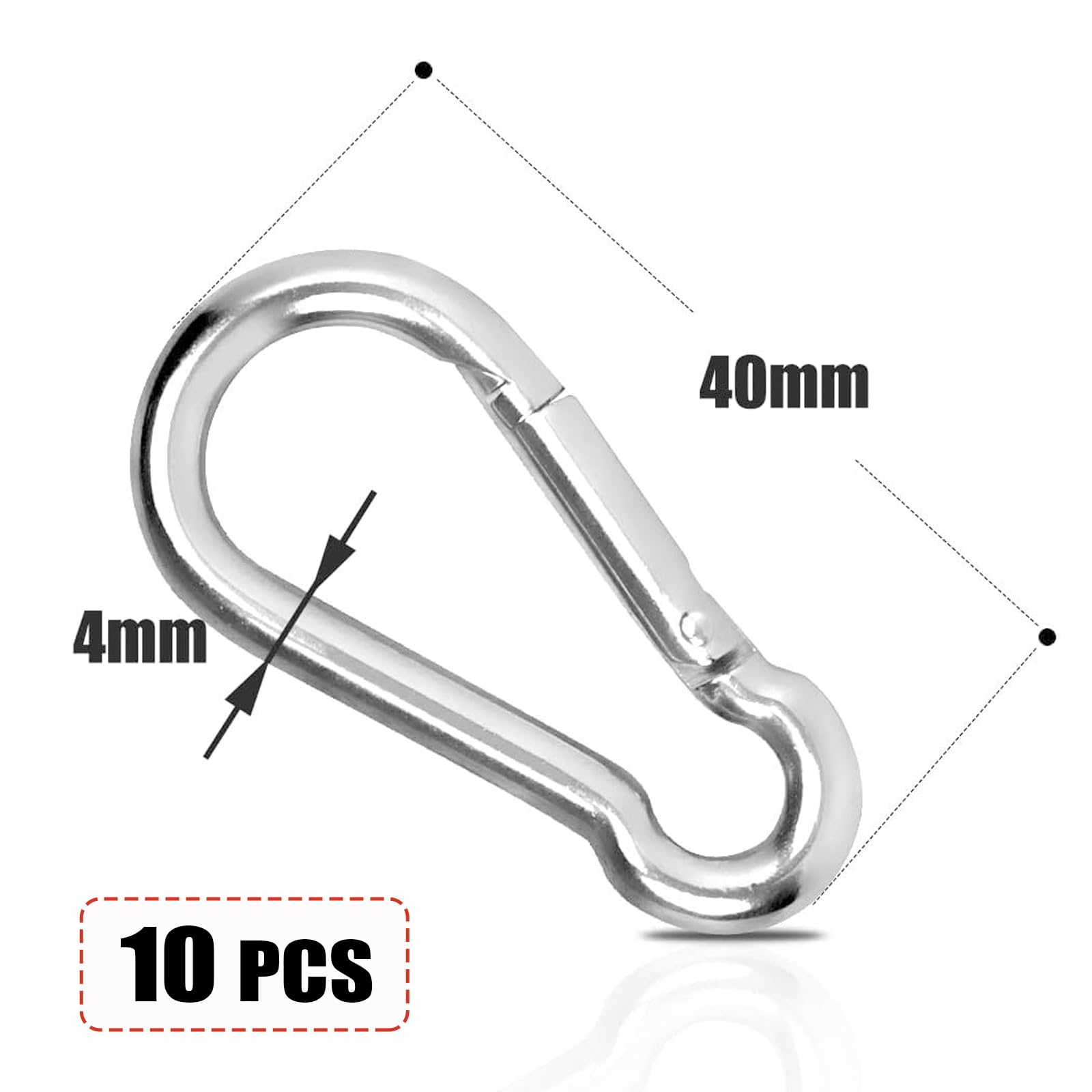 10 x Snap Hooks, Carabiner Hooks M4 Heavy Duty 304 Stainless Steel - Image 2