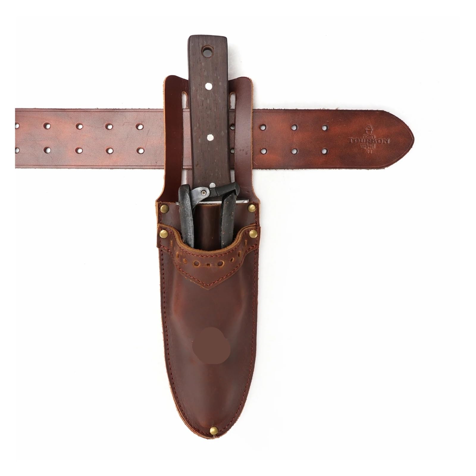 Secateur Holster Pinze da giardinaggio in pelle Custodia Coltello Tasca in vita Cesoie potatura Pruner Fodero Fondina Marrone con passante for cintura