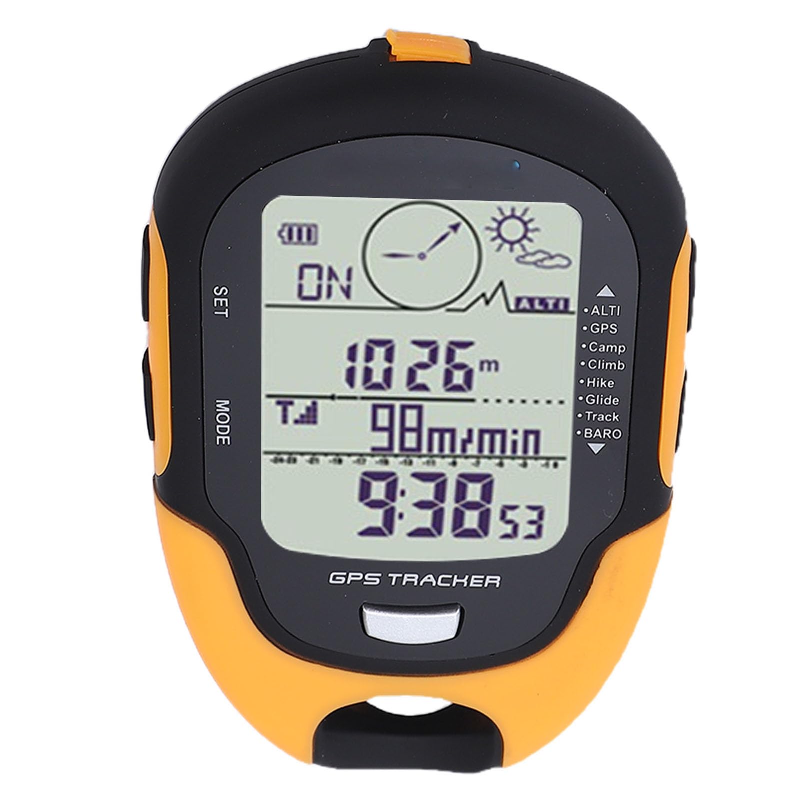 ASHATA Altimetro digitale multifunzionale, previsioni meteo con doppia navigazione, per attività all'aperto, escursionismo, campeggio, materiale ABS, 1000 mAh