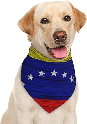Miniatura 1 de Venezuela Textura de Madera Bandera Venezolana Bandana Perro Bufanda Triángulo Baberos Accesorios Mascota Pañuelo Gato