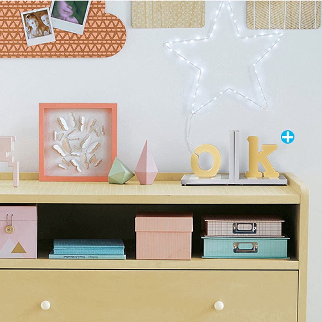 HASMI Schreibtisch deko Alphabet-Desktop-Dekoration mit europäischem Stil Buchstütze Buch zurück Kinderzimmer Bücherregal Ornamente Holzhandwerk Zubehör Decoración del hogar