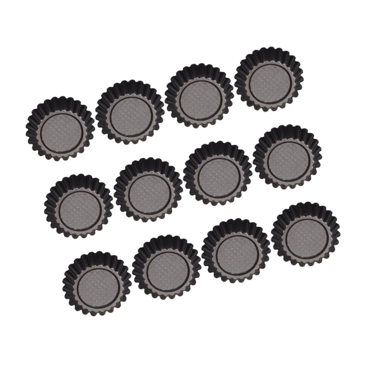 ULTECHNOVO Molde para Tartaletas de Huevo de 12 Piezas en Acero al Carbono | Negro, Antiadherente y Resistente a Rayaduras, Calienta Rápido, para Repostería DIY y Snack
