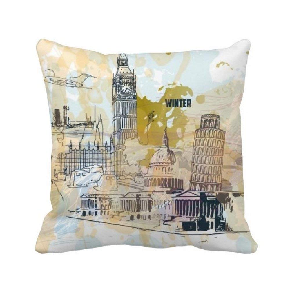 Housse de coussin Big Ben et Tour de Pise au design architectural unique