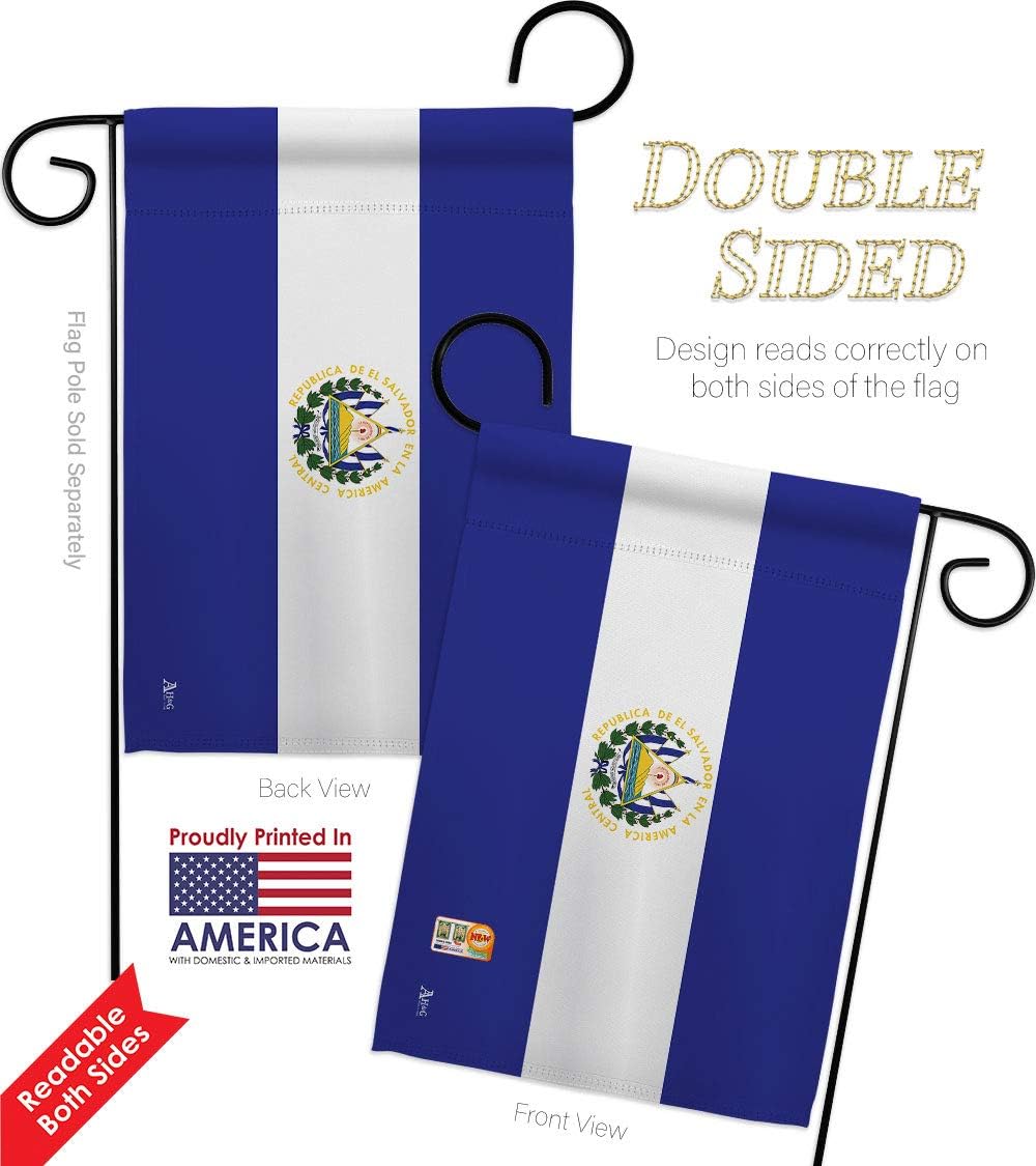 El Salvador Garden Flag Set Wall Holder Regional Nationality Nation International World Country Particular Area Small Decorative Gift Yard House Banner Double-Sided Made In USA 13 X 18.5