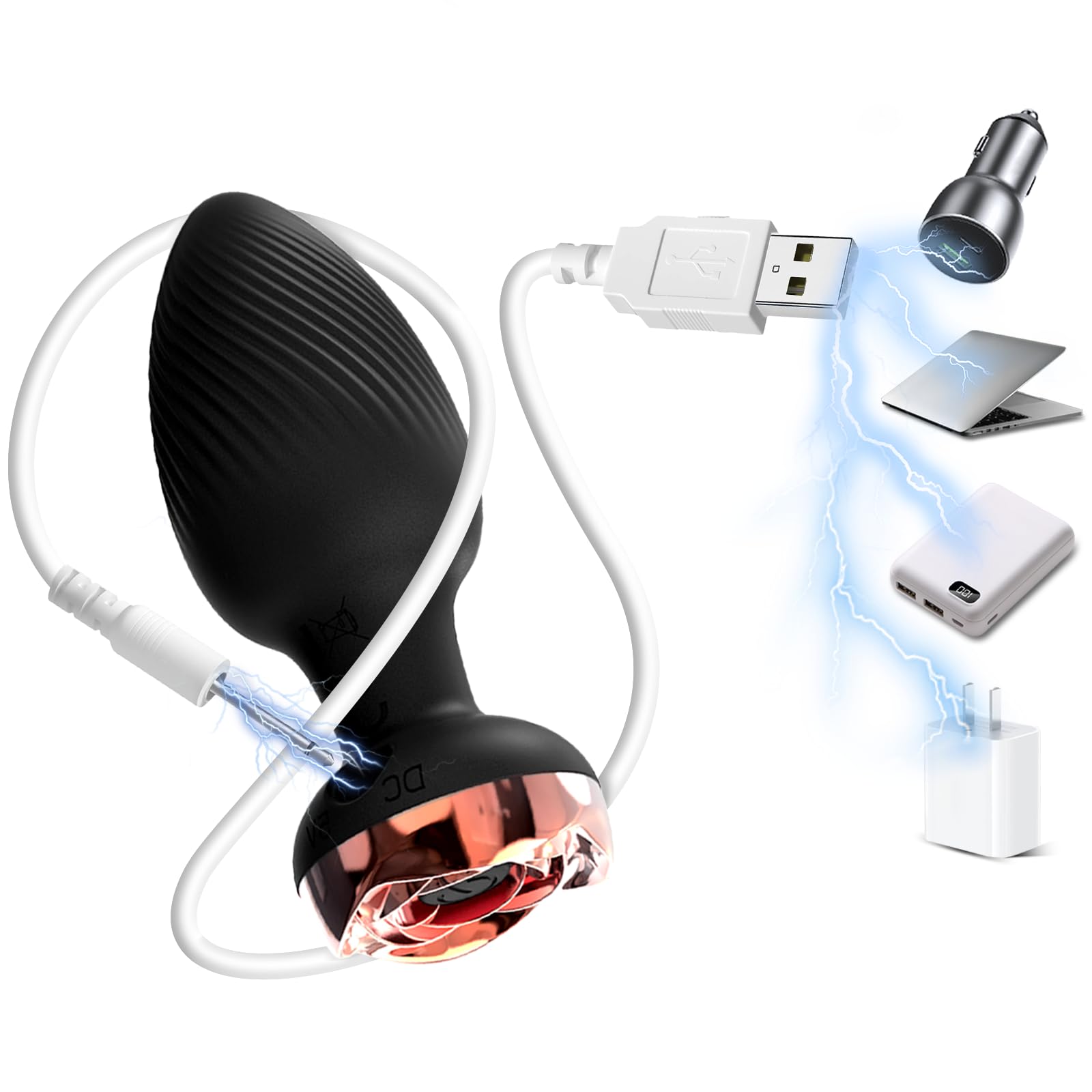 DOY USB Cavo di Ricarica CC 2.5mm Cavo Caricabatterie CC di USB Ricambio per Ricarica per Giocattoli 【1 pezzi Cavi USB+Regalo Giocattoli per Adulti】 (Black)