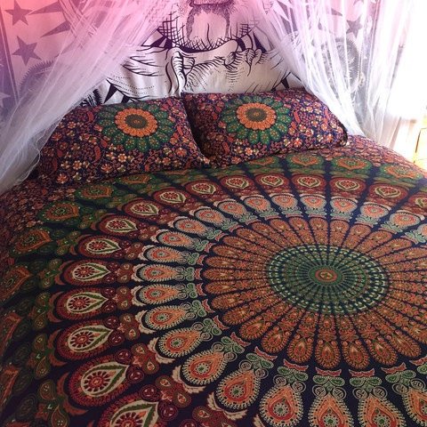Traditional Jaipur Tapicería de mandala, colgante de pared de elefante grande, colcha de colcha de algodón indio, decoraciones de sala de dormitorio Hippie, tiro de picnic Boho, manta de playa gitana