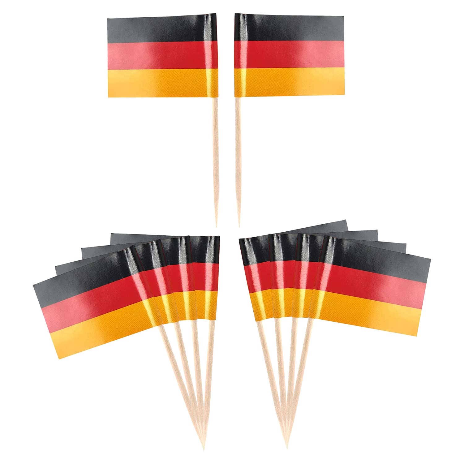 Trimming Shop 50pcs Germany Cocktails Sticks Flags Toothpicks, German Cocktail Stick for Fruit Sandwich Stick Picks German National Event Party Supplies Tableware Supplies Décor