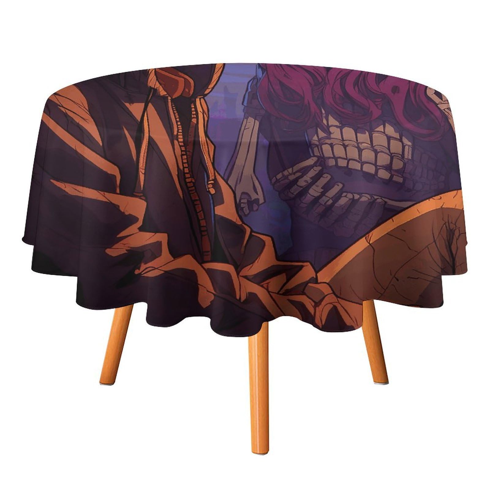 Fekiloot Girls Style And Skull Round Tablecloth - Heavy Duty And Washable,Polyester Decorative Fabric Table Cover,Tablecloths For Kitchen Dining, Wedding, Birthday Party50x50in