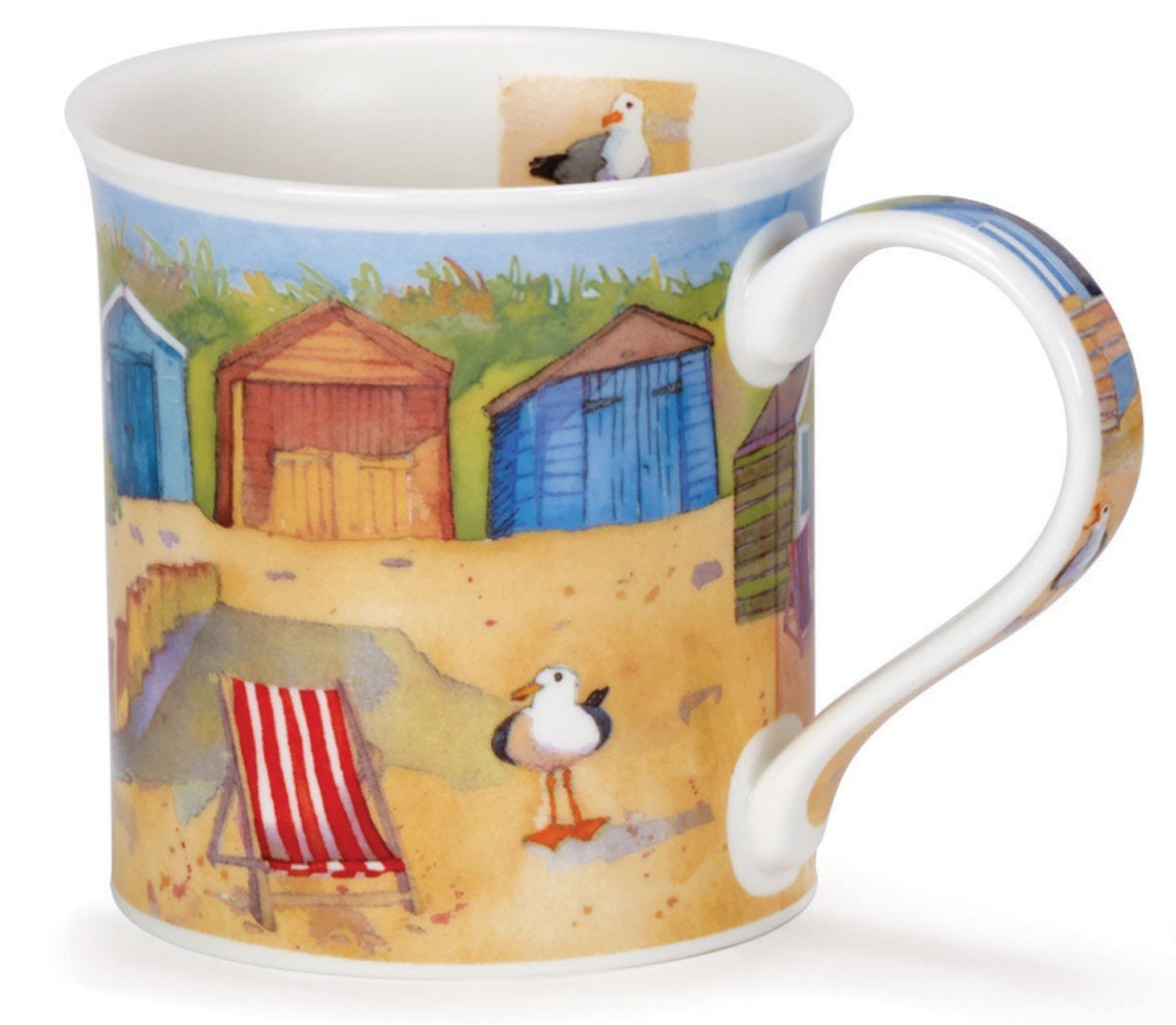 Coastal View Beach Huts Bute Shape Mug