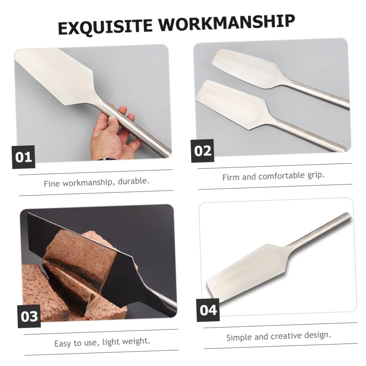 WOONEKY Cortador De Ladrillos De Acero Inoxidable Paleta De Construcción Plana Herramienta Manual Para Albañilería De Hormigón Para Trabajos De Pavimentación