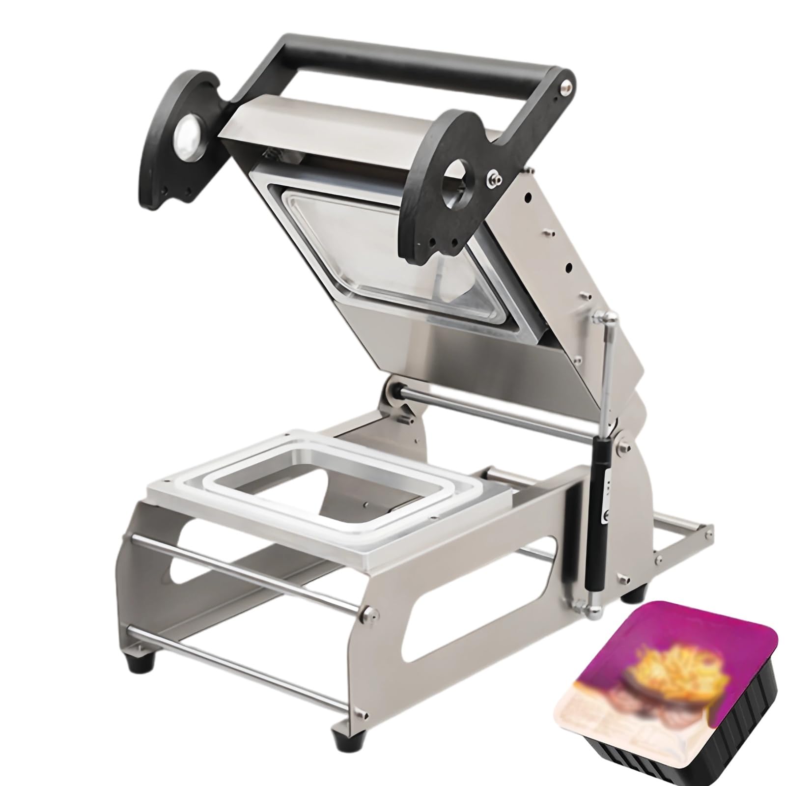 Sigillatrice termica semiautomatica per imballaggi alimentari, macchina per sigillare vassoi in acciaio inossidabile con controllo della temperatura e pressa manuale per ristoranti, gastronomie e