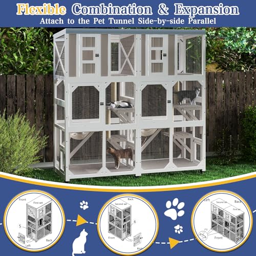 Image of PetsCosset Large Wooden Window Catio Outdoor Cat Enclosure on Wheels