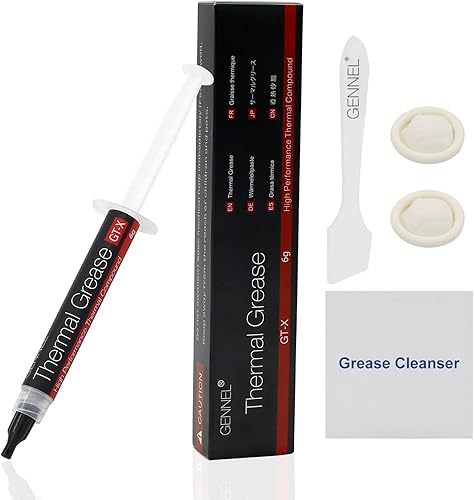 GENNEL GT-X - Pasta térmica de CPU compuesto térmico de 0.21 oz, alto rendimiento a base de carbono, pasta compuesta para disipador de calor, grasa