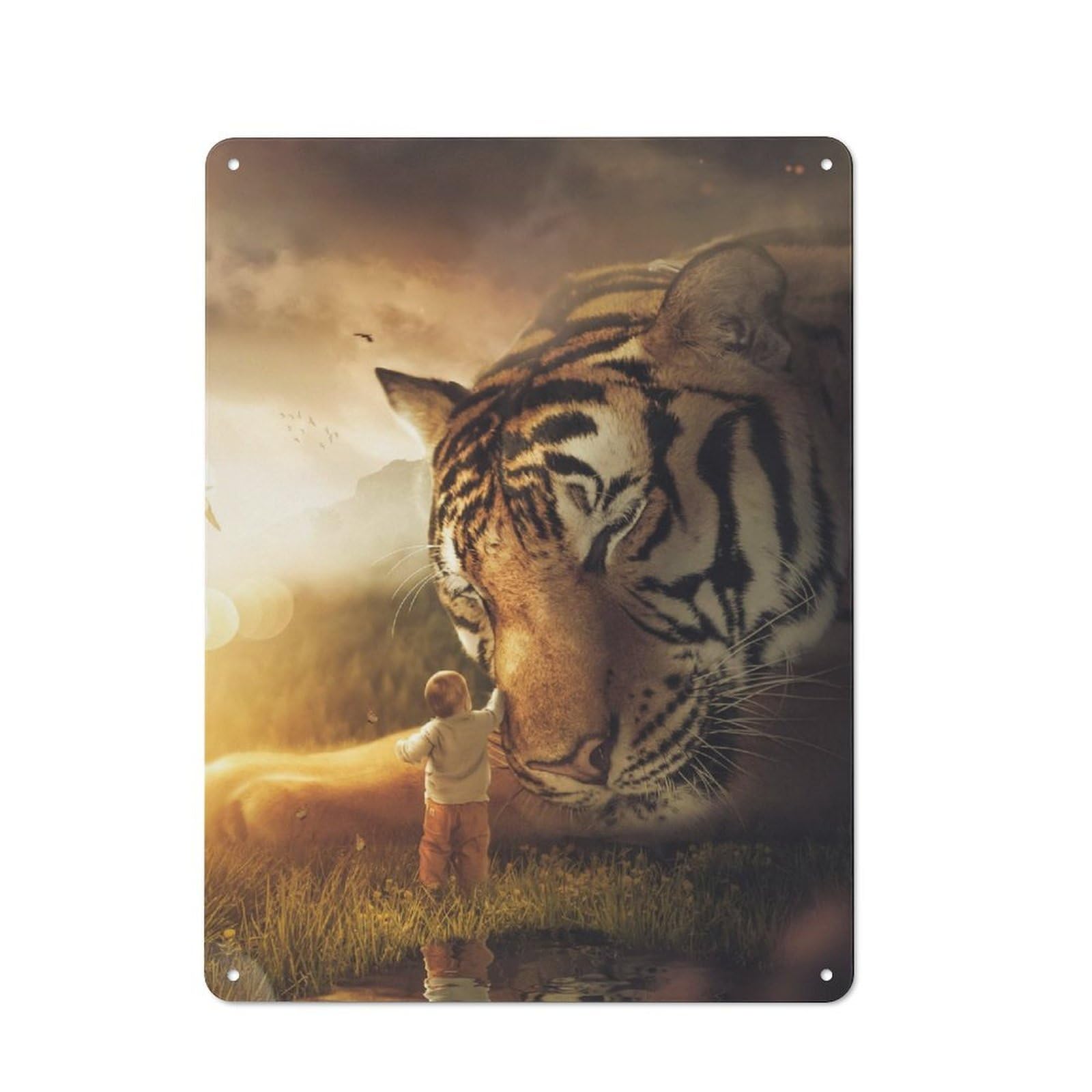Junmoney The Huge Tiger Metal Wall Sign 40X30cm Featuring For Home Bar Wall, For Themed Interiors In Home Bars And Entertaining Spaces