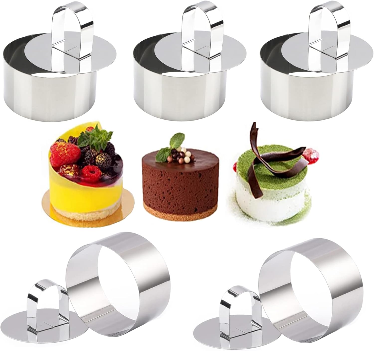 Gad2go 6 Pcs Cake Ring Round Stainless Steel Mousse Rings Cake Circle