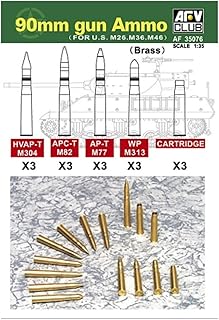 90mm Gun Ammo for US M-26, M-36 & M-46 1-35 AFV Club