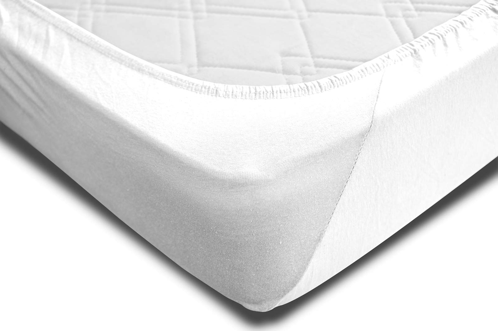 one-home 2er Set Jersey Spannbettlaken Spannbetttuch weich Heavy Baumwolle Rundumgummizug, Farbe:Weiß, Größe:180x200 cm - 200x220 cm Boxer