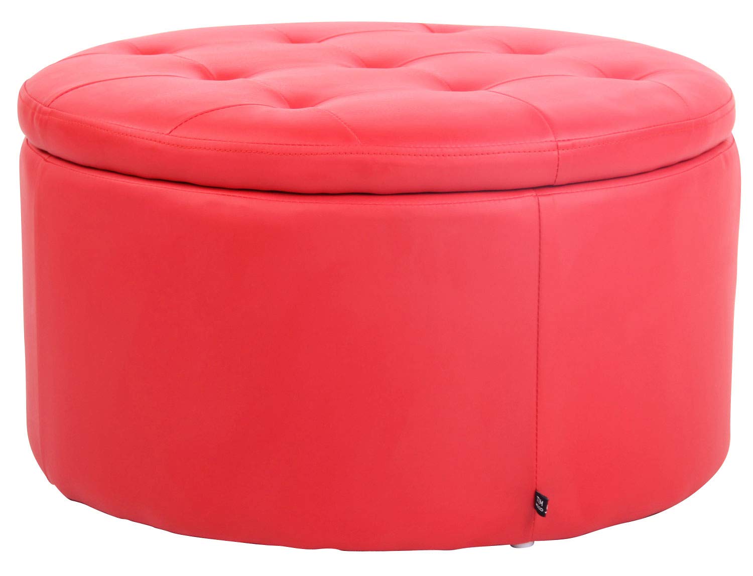 CLP Otomana Puff Evora Tapizada En Tela, Terciopelo o Simil Cuero I Taburete Reposapiés con Espacio De Almacenamiento Color:Rojo;Material:Cuero Sintetico