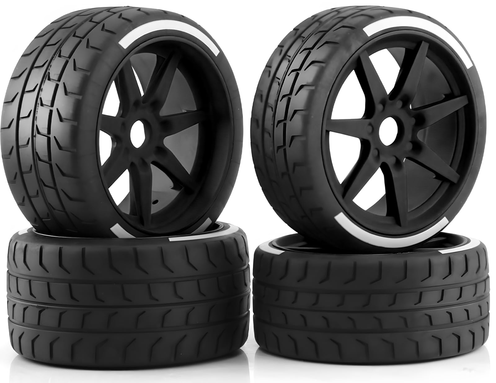 RcThjia 1/7 1/8 RC On Road Racing Tires and Nylon Wheels 17mm Hex RC Upgrade Part for ARRMA 1/7 Felony Infraction FS Racing Mustang Model GT KM Rally 1/8 HongNor X3GT Serpent (4PCS/Set)