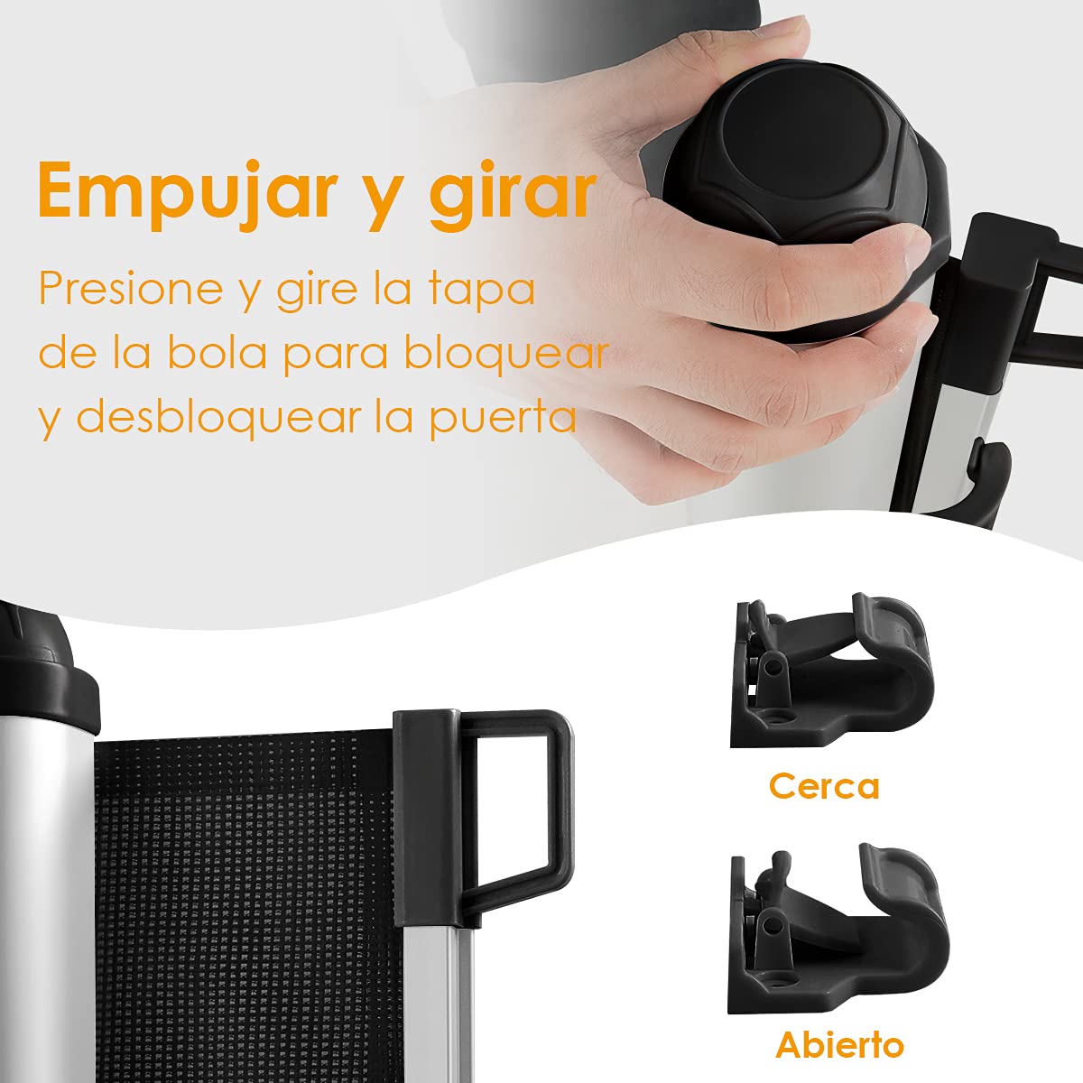 COSTWAY Barrera de Seguridad Extensible Malla para Niños y Mascotas Rejilla de Protección de Puerta y Escalera (Gris Oscuro)