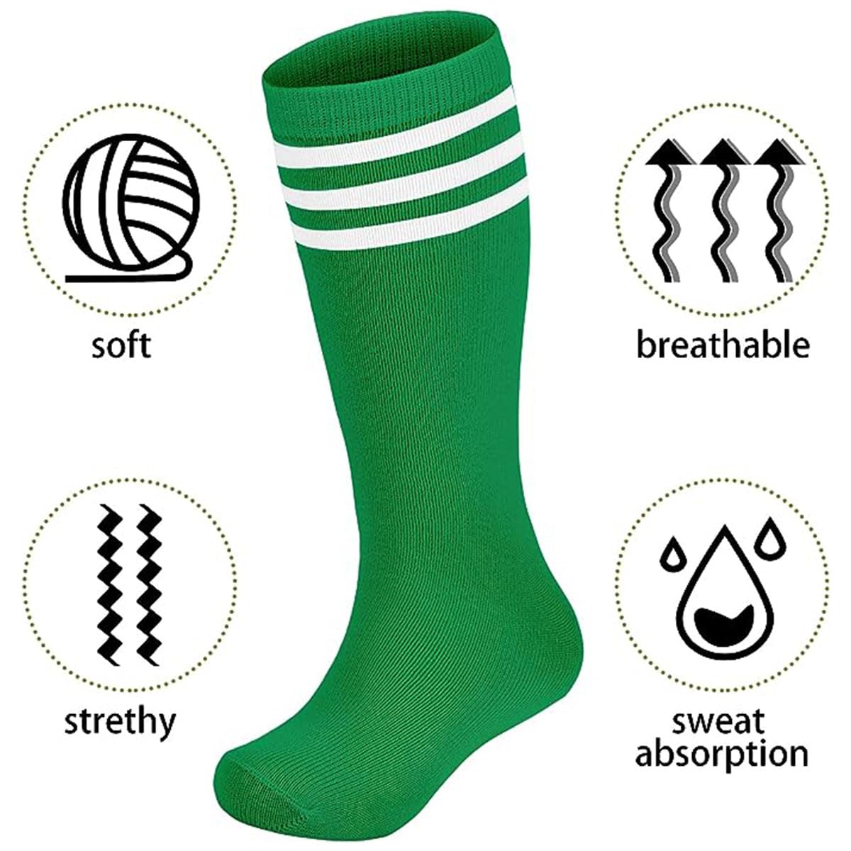Zando Kniestrümpfe Kinder Baumwolle, 1 Paar Sportsocken für Jungen Mädchen 3-6 Jahre, Gestreifte Socken Kleinkind