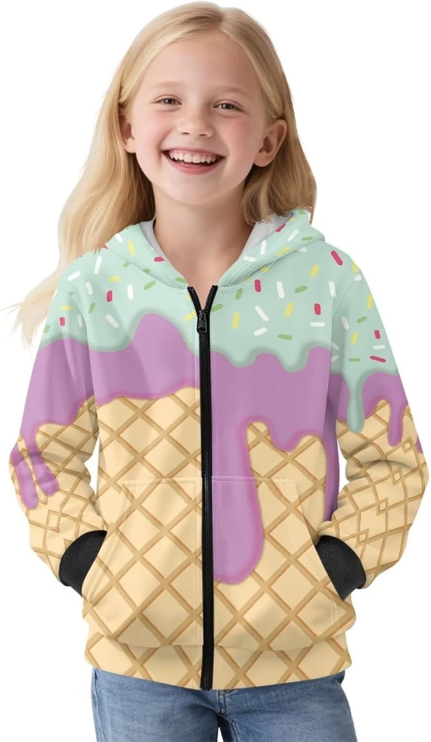 Zip Up Hoodie for Girls Boys 6-16 Years Trendy Long Sleeve Hooded Sweatshirts Casual Kids Coat with Pocket