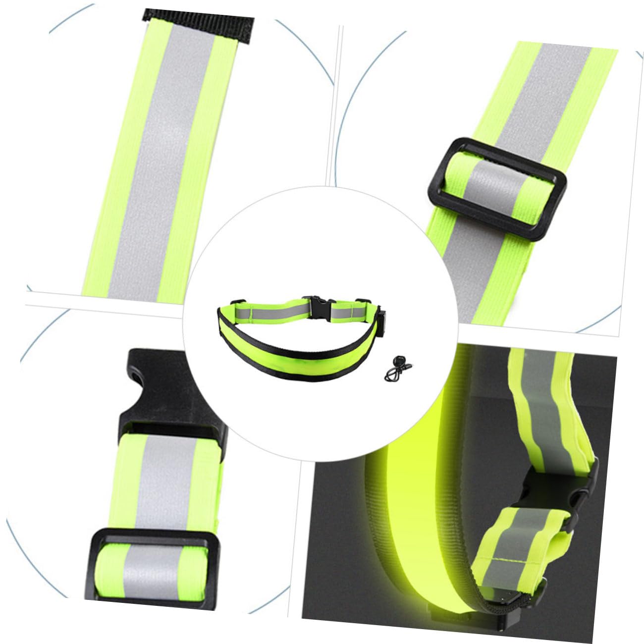 VANZACK Ceinture Lumineuse Bande élastique réglable Cyclisme réfléchissant Bracelet LED lumière LED Feux LED Ceinture réfléchissante Sangle réfléchissante réglable asb Green