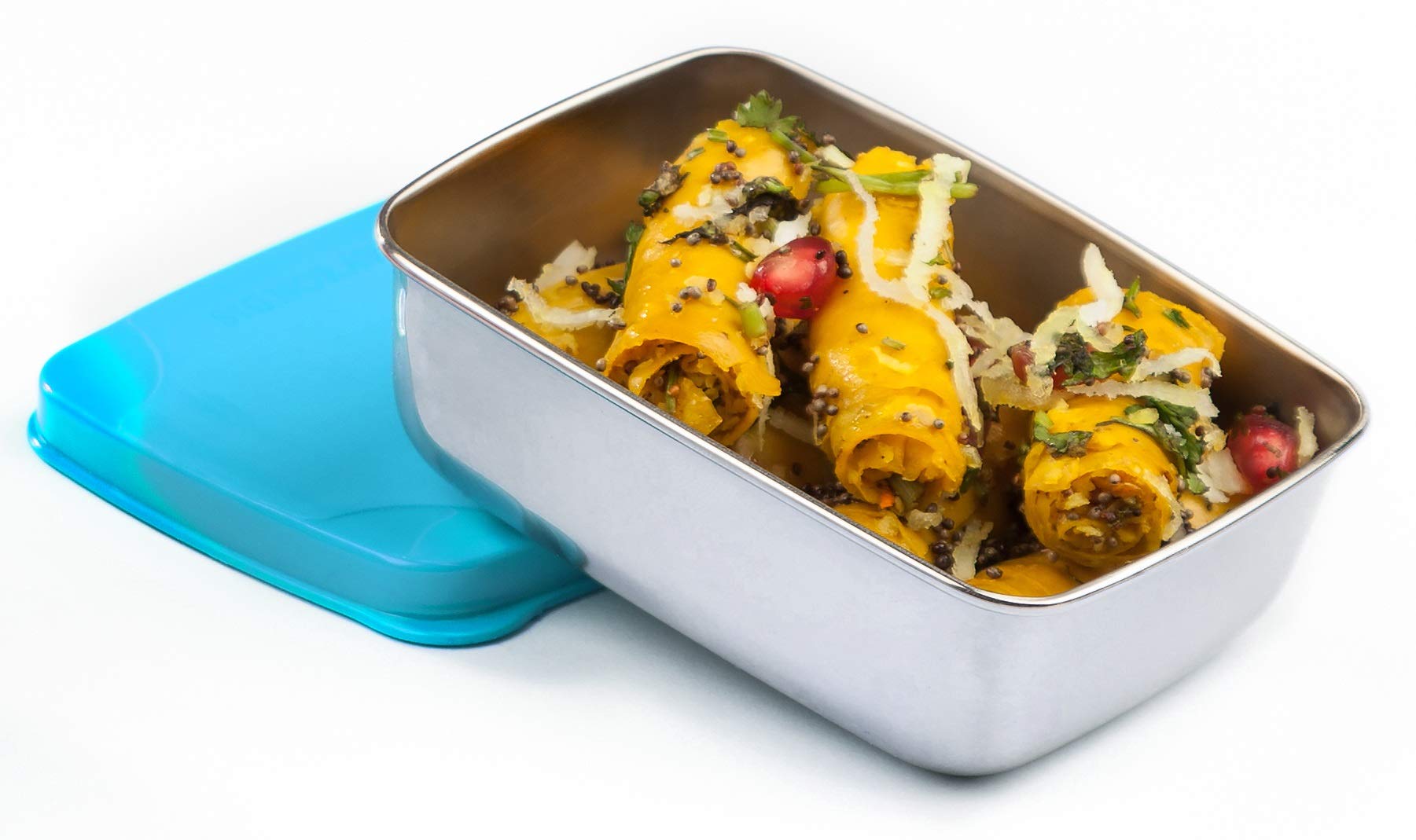 Signora Ware Handy Stainless Steel Container | Airtight & Spill Proof | Durable & Lightweight | Best for Trip & Picnics | Ideal for Office Executives | Storing Leftovers (150Ml | Blue)