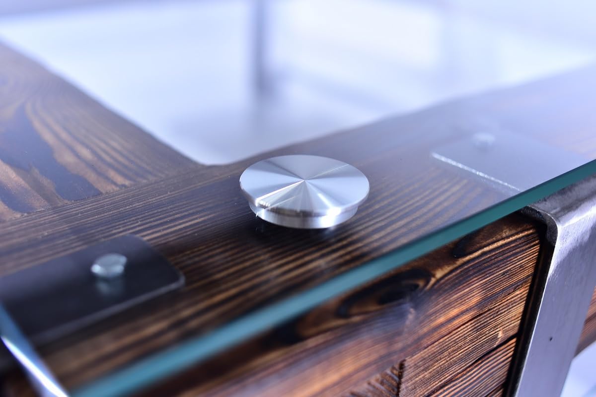 Industrial Loft Coffee Table with Glass Shelf (White, 24")