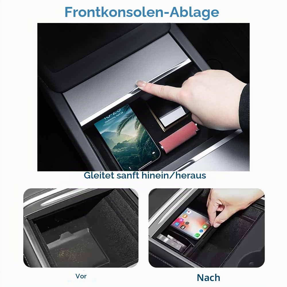 NEWFUN 4 Pcs Zubehör für Tesla Model Y 2021-2024 und Model 3 2021-2023, Mittelkonsole Organizer Armlehne Aufbewahrungsbox Armlehne Versteckte Aufbewahrungsbox Mittelkonsolen Getränkehalter