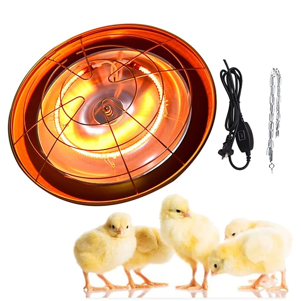 Lampada Riscaldante a Infrarossi per Pollame, Lampada Riscaldante per Pulcini, Lampada Riscaldante per Canili per Cuccioli 250-500W per Allevamento e Famiglia, Alta e Bassa Temperatura Regolabile