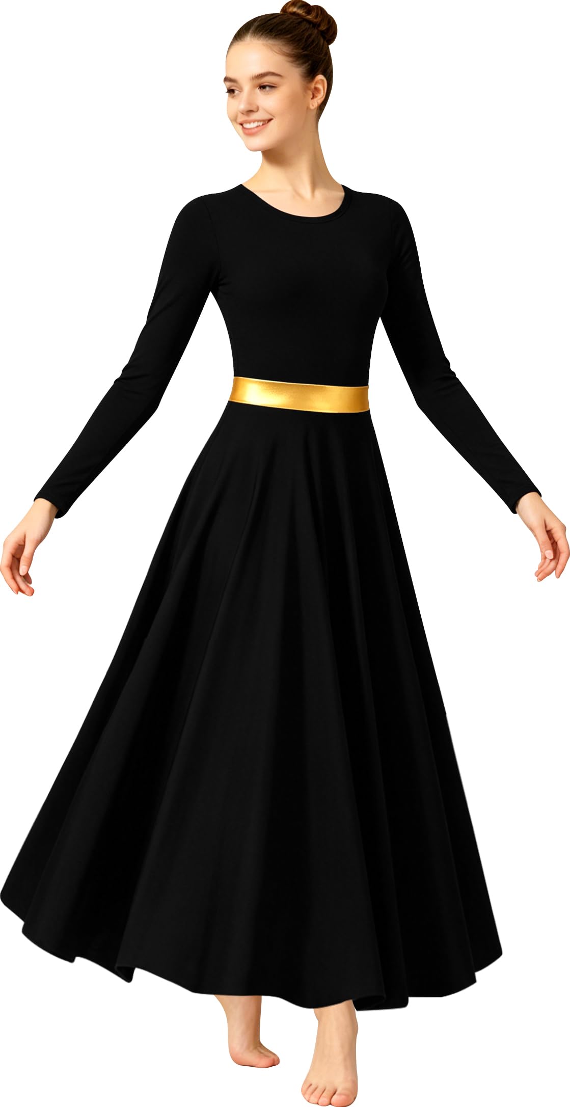 Sanmsoner Praise Dance Dress for Women Long Sleeve Liturgical Dance Dress | Women Girls Long Sleeve Worship Dance Dress Loose Fit Full Length, Elegant