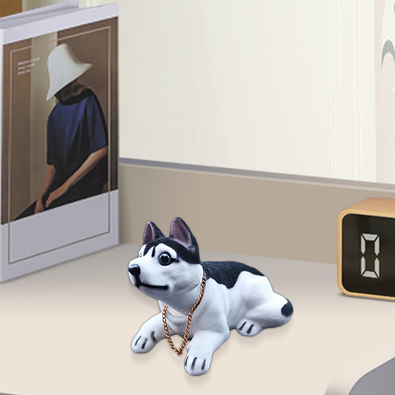 Figura De Perro Moviendo Cabeza | Bobblehead De Resina | Decoración Interior Y De Coche | Regalo Original | Adhesivo Incluido