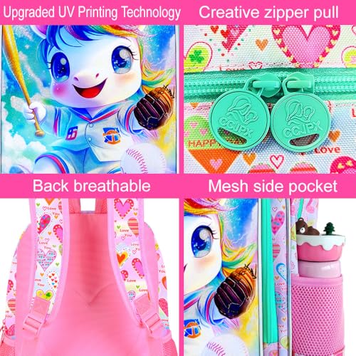 Image of 16 inch Unicorn Backpack for Girls, 3Pcs School Bookbag Set with Lunch Box,Kids Backpacks for Elementary Preschool Kindergarten (Pink)