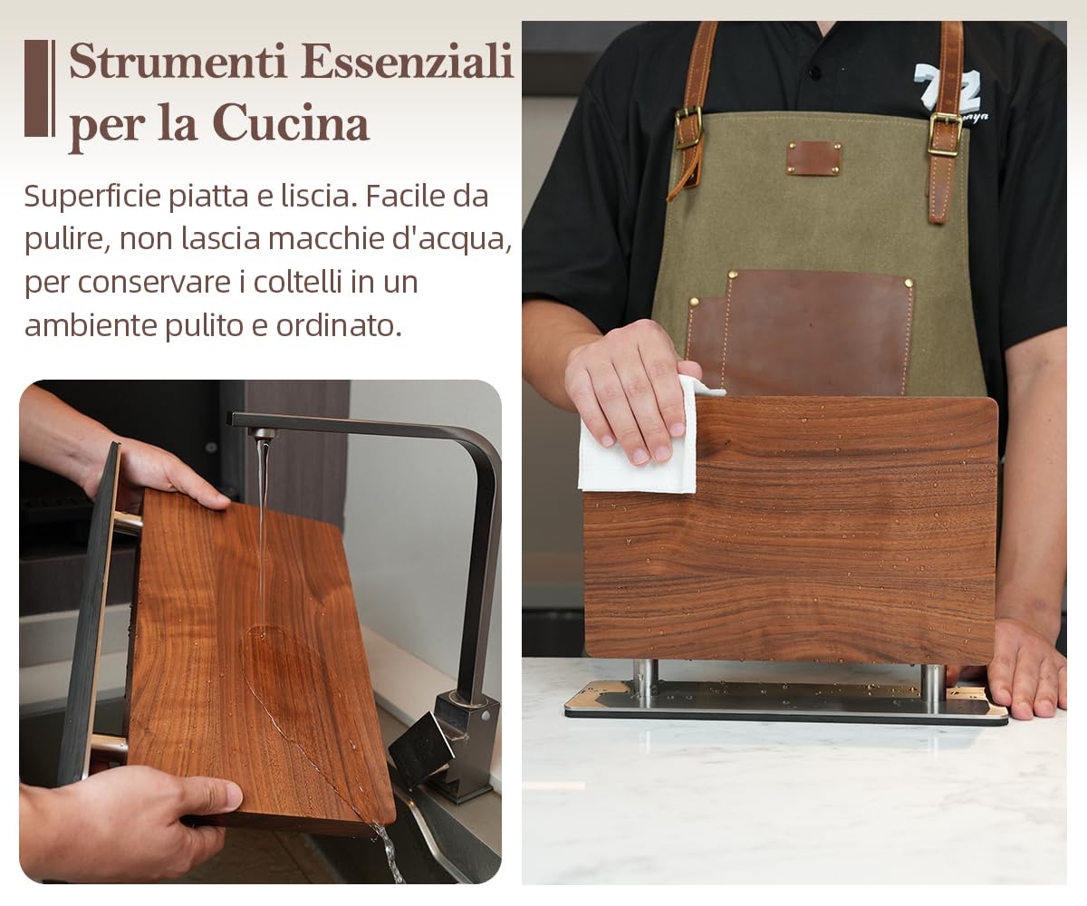 XINZUO Legno di Noce Porta Coltelli da Cucina -Ceppo Portacoltelli Doppio Lato Magnetico -Blocco per Coltelli Forte Accumulo Magnetico -Facile da Pulire -con Scatola Regalo