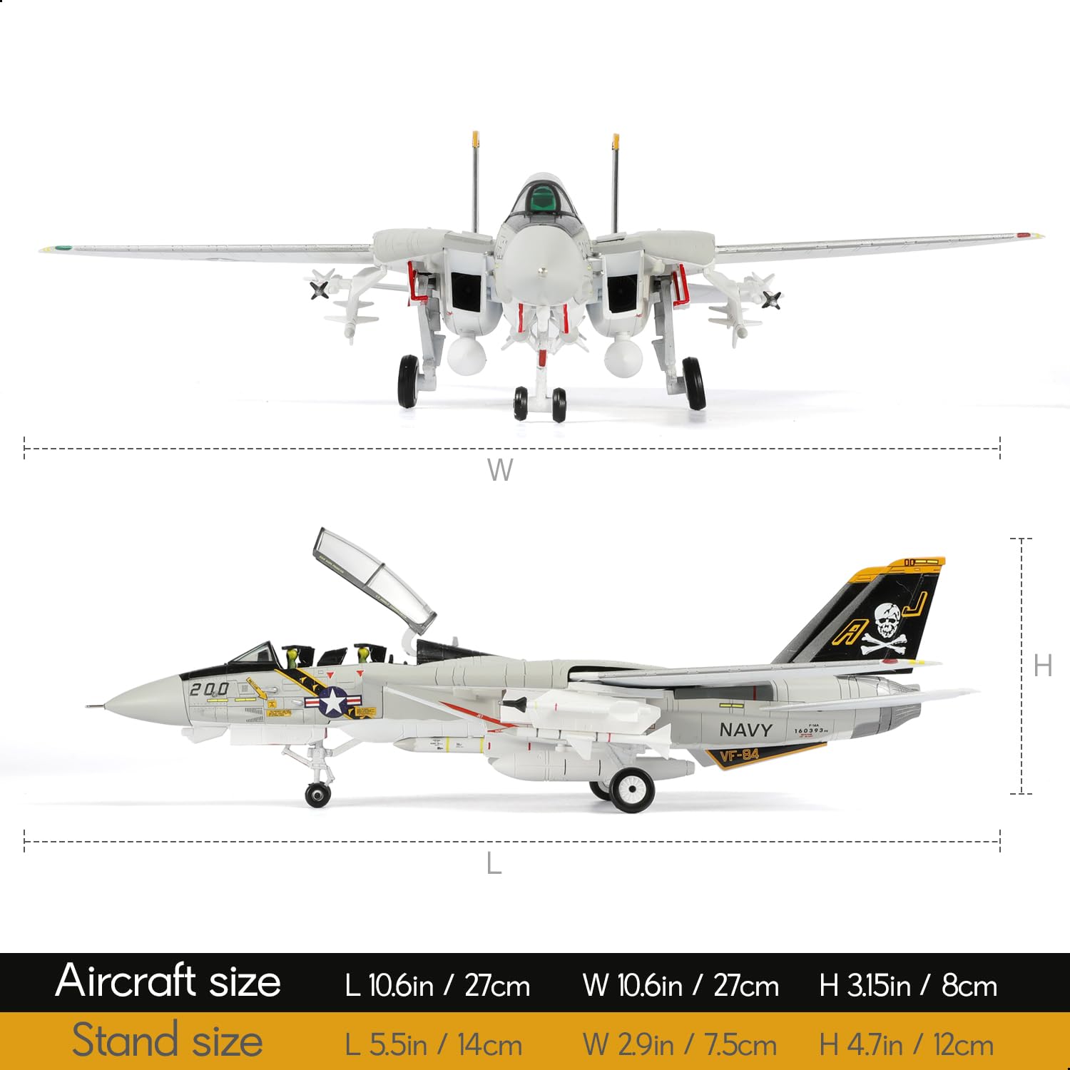 Amazon.com: SEBUNAS Metal Die-Cast F-14 Tomcat Fighter Jet Model 1