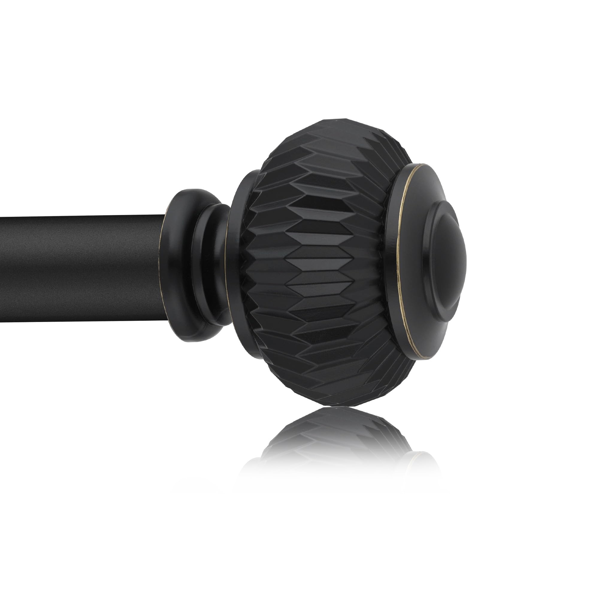 Black Curtain Rods for Windows 28 to 48 Inches 6/8 Inch Adjustable Heavy Duty Curtain Rods with Lantern Ball Finials,Window Treatment Single Curtain Rod Set