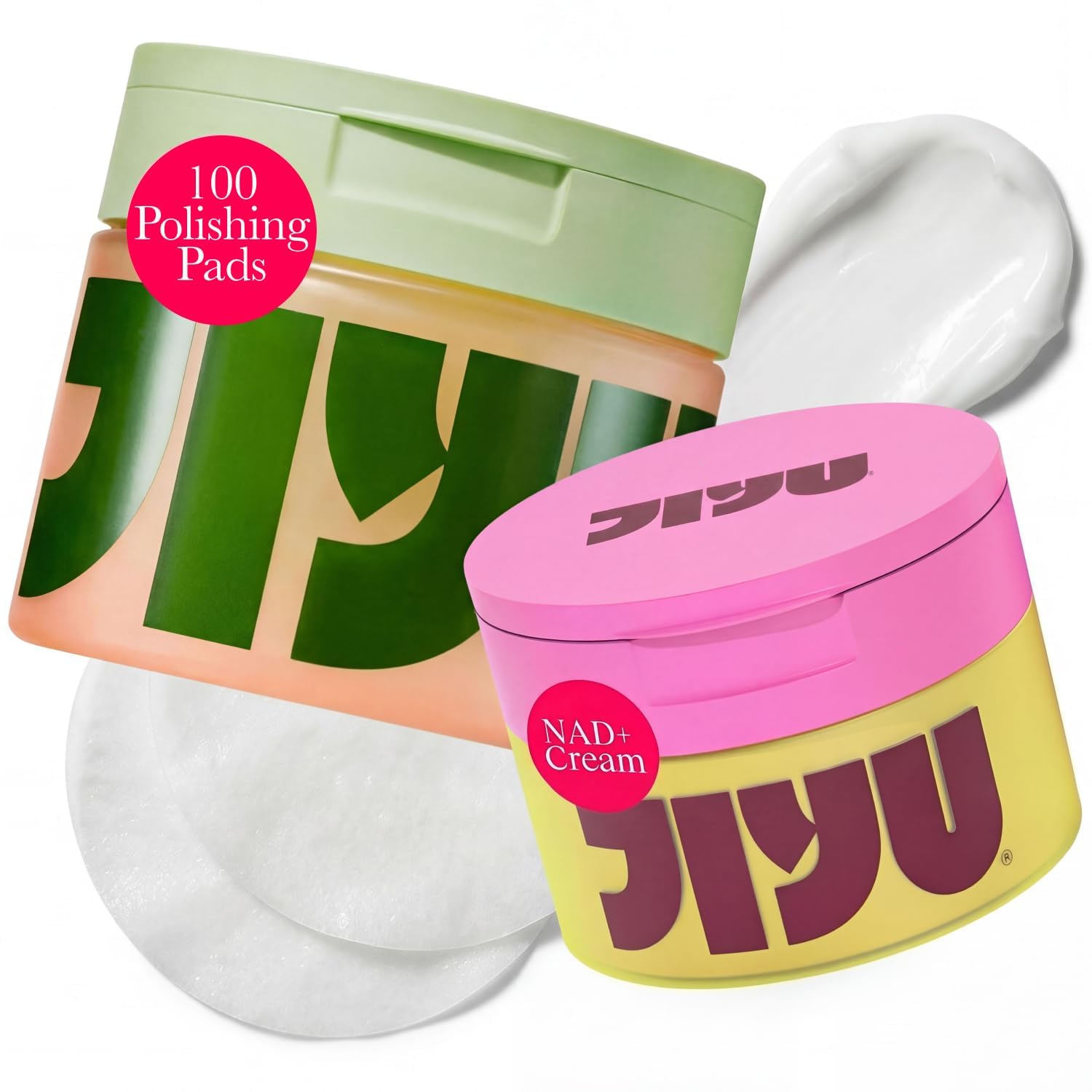 JIYU Korean Skincare Glow Up Bundle – NAD+ Hydrating Face Moisturizer (50 ml) + Toning Toner Pads (100 Count) – Brightening & Hydrating Daily Skincare Routine for All Skin Types