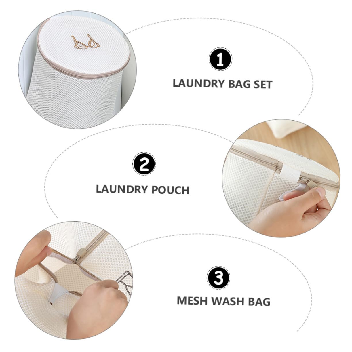 Sacco Per Bucato in Rete Di Diverse Dimensioni Realizzato Resistentper Proteggere i Vestiti Durante Lavaggio Per Organizzazione Dei Vestiti in Viaggio