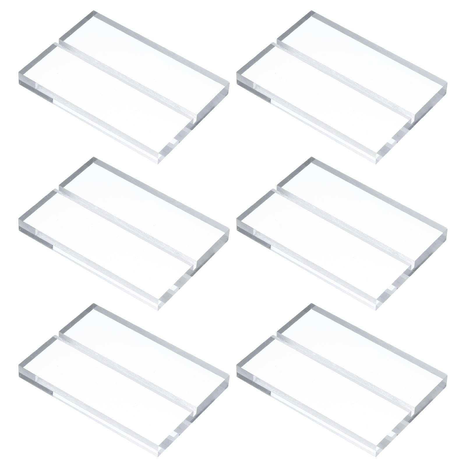 PATIKIL 4Pcs Place Card Holders 3.9" Clear Acrylic Stand Wedding Sign Square Name Card Holders Table Number Stand with 1/8" Slot for Wedding Birthday Exhibition Office Display, 100 x 70 mm