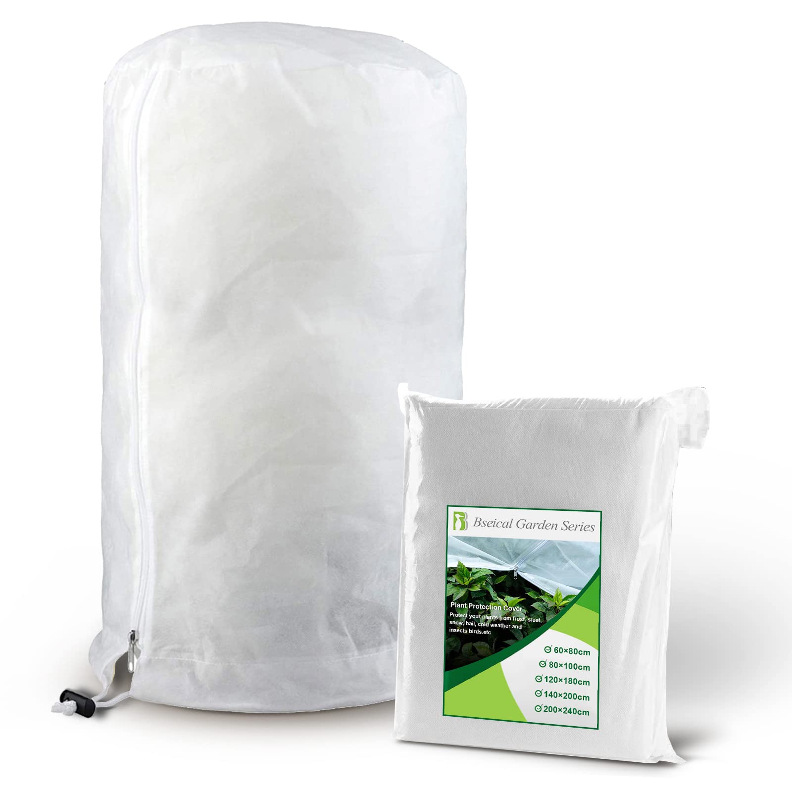 1 Pcs Frost Protection Bags for Plants 80×100cm White, Plant Protection Cover with Drawstring, Garden Fleece Bags Winter, Horticultural Fleece Bags, Protect Fruit Trees Outdoor Covers Reusable