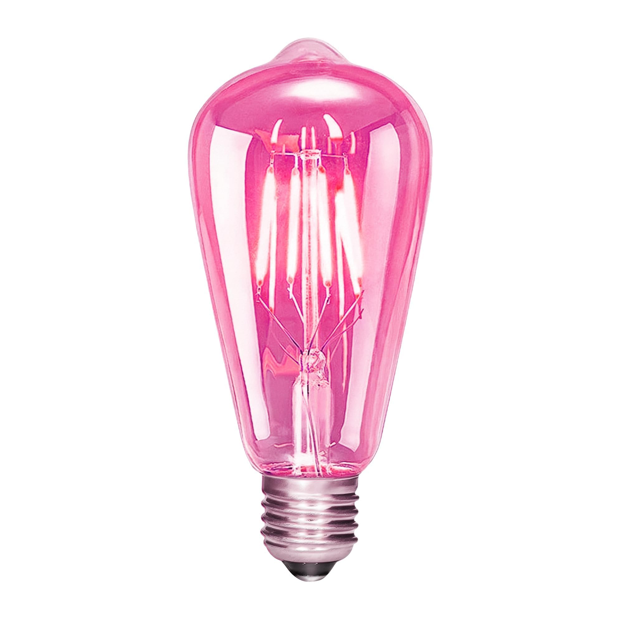 Bravsekai E27 ST64 Pink LED Bulb, 4W Screw Decorative Filament Bulb, 40W Equivalent, Non-Dimmable, Modern Style, for Bar, Party & Home Ambient Decor, Pack of 1 — image 1
