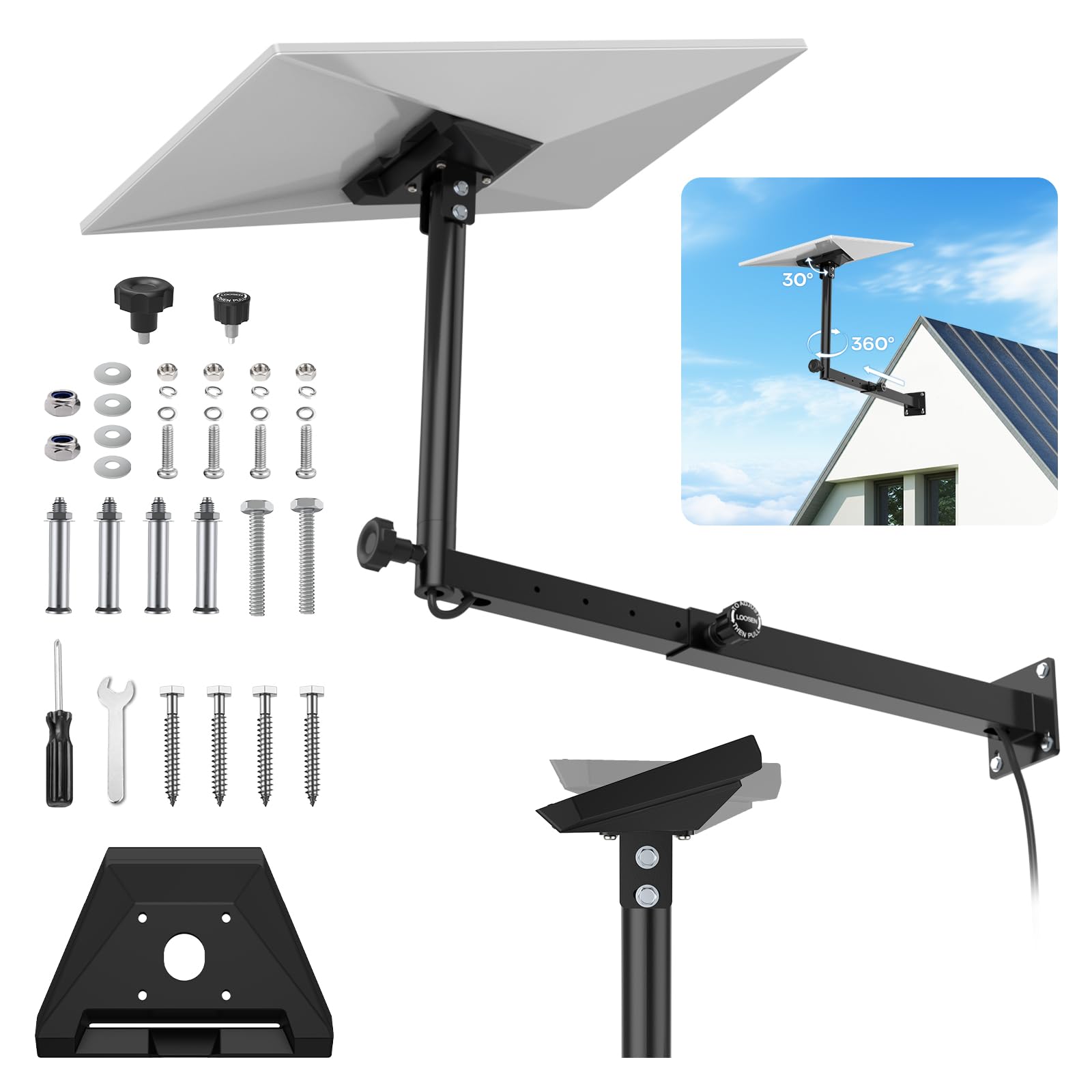 IMAYCC Supporto Starlink Palo per Starlink Gen 3/4X/4,Rotazione 360° | Telescopico Braccio lungo Supporto Starlink Gen3 Mount con Adattatore, Antivento Antiruggine Per Gen 3 Standard 4/4X/V3