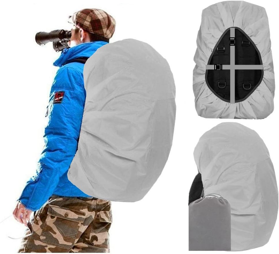 Joy Walker Waterproof Backpack Rain Cover for (15-90L), Upgraded (Anti-Slip) Buckle Strap & Strengthened Layer for Hiking Camping Traveling Cycling (Gray, Large (for 40-55L Backpack))