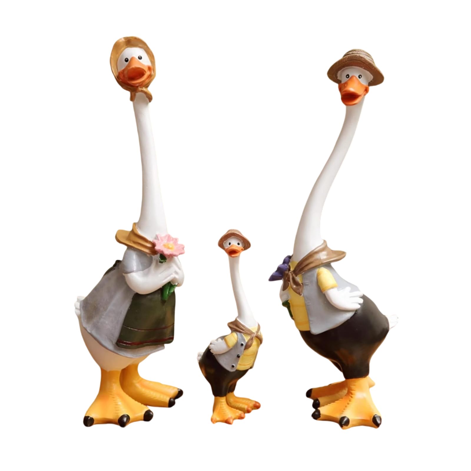 YXCQHZM 3-Piece Duck Garden Statue Set Resin Family Decor Resin Duck Sculptures for Garden Home Decor (A)