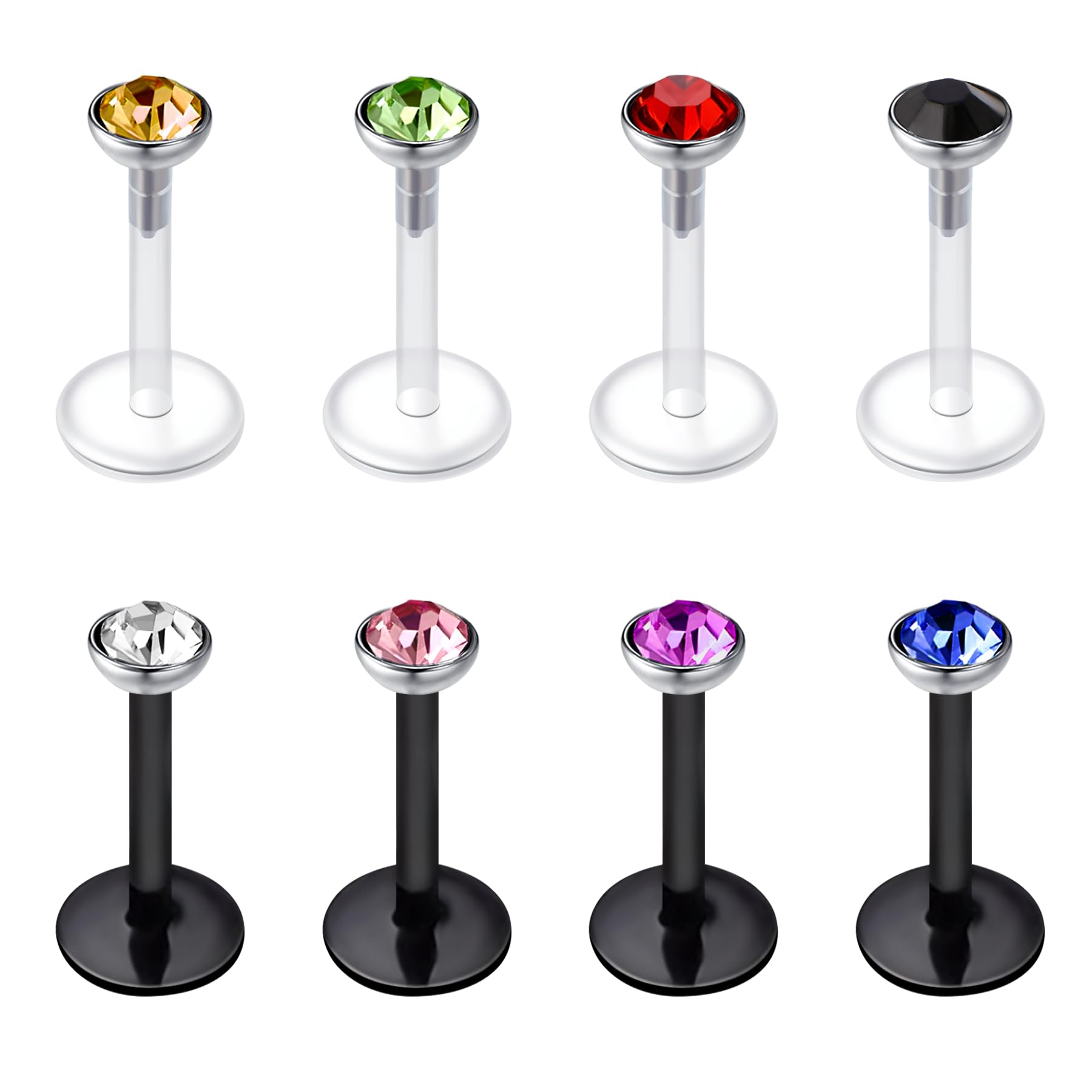 Mayhoop 16G Transparente Tragus Helix Piercing 6mm Flexible Acrylic Helix Piercing Lip Piercing Labret Retainers for Women Men 6 pieces