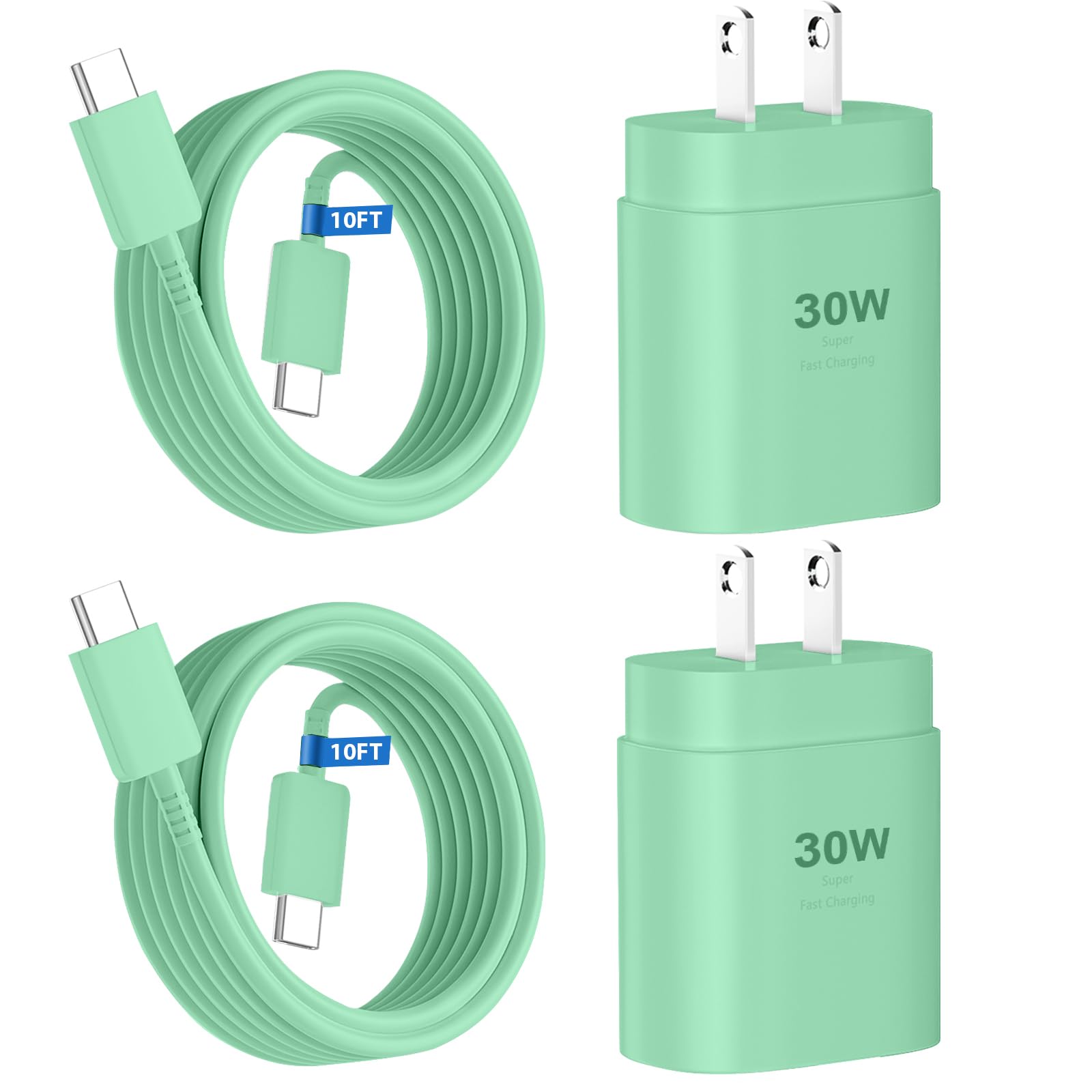 Phone 15 Pra Max - Caricabatterie rapido da 30 W, USB C Phone 15 e cavo di tipo C lungo 3 m per telefono 15/15 Pro Max/15 Pro/15 Plus/Pro 12,9/11", S24 Ultra, verde
