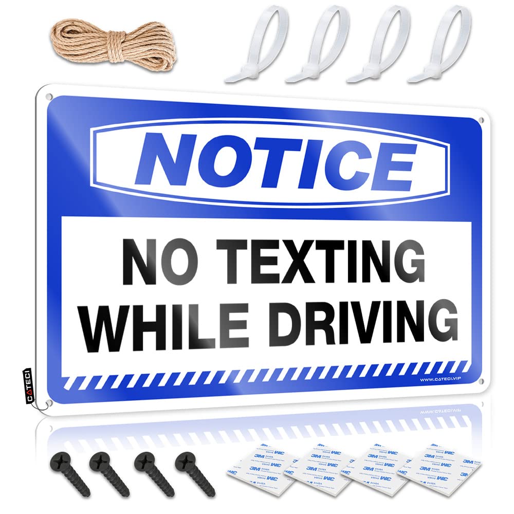 STWNVOITV Warning Signs For Bedroom Notice No Texting While Driving Tin Sign Beer Signs For Bar Outdoor Tin Sign(30X40CM)