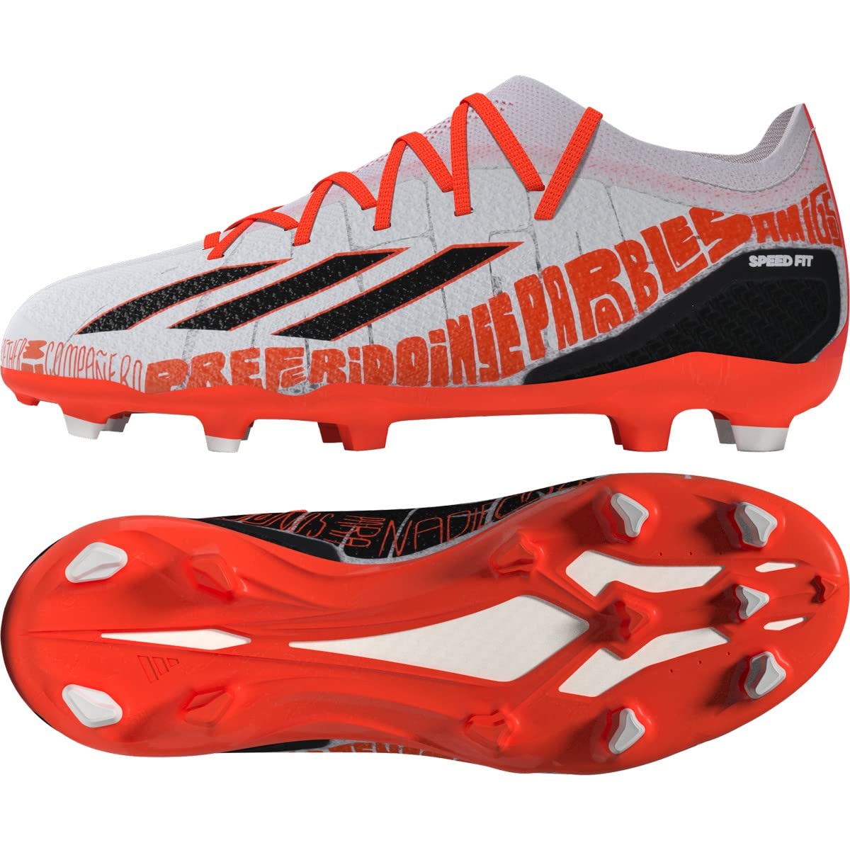 adidas Youth X Speedportal Messi.1 FG Cleats (Cloud White/Core Black/Solar Red, US Footwear Size System, Big Kid, Numeric, Medium, 6)