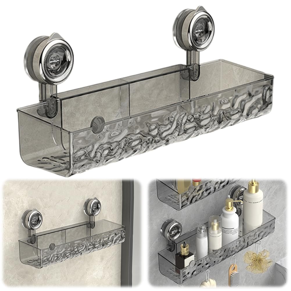 Corrugated Suction Cup Storage Holder New Wall Mounted Suction Shower Rack Organizer Clear Acrylic Shower Caddy - Large